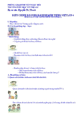 Điều chỉnh, bổ sung môn Tiếng Việt lớp 4 - Bài 32 Cuộc sống mếm yêu (tiết 1)